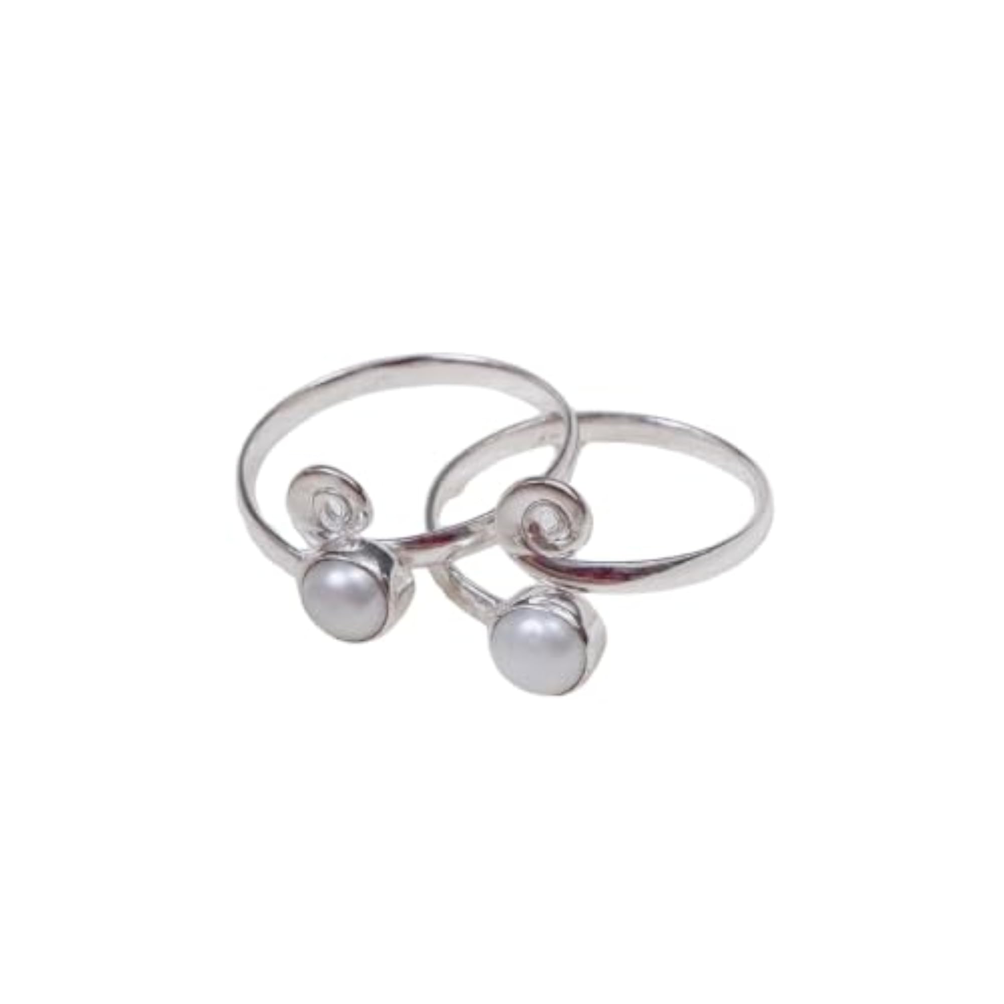 Women's 925 Sterling Silver Pearl Gemstone Adjustable Toe Ring